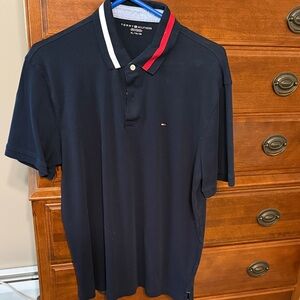 Tommy Hilfiger Men's Polo Shirt in Navy with Red and White Accents